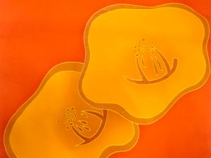 アンティーク　塩瀬　花模様　刺繍　名古屋帯